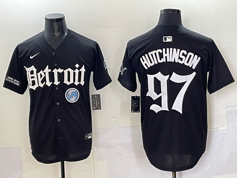 Men 2025 Detroit Lions #97 Hutchinson Black NFL jersey 0018->detroit lions->NFL Jersey